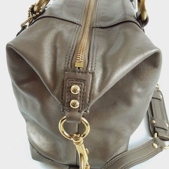 Coach 15445 Ashley Metallic Bronze Leather Satchel Shoulder Bag Convertible Bag - Picture 9 of 16